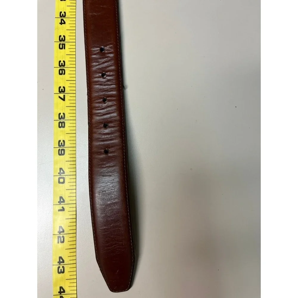 Johnston & Murphy Mens Brown Leather Dress Belt Silver Buckle Size 36 21-31801